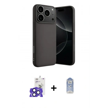 MARSİLYAN™- iPhone 17 Pro Max Kılıf Ahenk Serisi - Siyah Joko Magic 5D Cam + Bilvis Titan Kamera Lens - LT