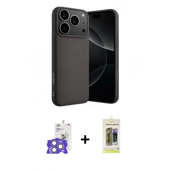 MARSİLYAN™- iPhone 17 Pro Max Kılıf Ahenk Serisi - Siyah Joko Magic 5D Hayalet Cam + Bilvis Titan Kamera Lens - GS