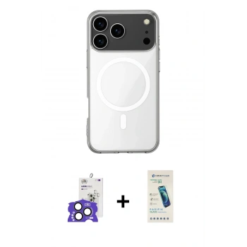 MARSİLYAN™- iPhone 17 Pro Max Kılıf Ahenk Yansıma Prime - Şeffaf Pasifik Cam Ekran Koruyucu + Bilvis Titan Kamera Lens - NLGY