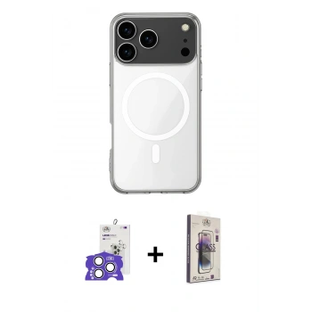 MARSİLYAN™- iPhone 17 Pro Max Kılıf Ahenk Yansıma Prime - Siyah Bilvis 3D Cam Ekran Koruyucu + Bilvis Titan Kamera Lens - GS
