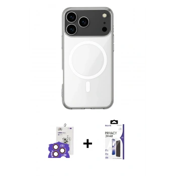 MARSİLYAN™- iPhone 17 Pro Max Kılıf Ahenk Yansıma Prime - Siyah Bilvis 3X AR Hayalet Cam Ekran Koruyucu + Bilvis Titan Kamera Lens - TU