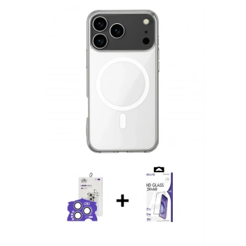 MARSİLYAN™- iPhone 17 Pro Max Kılıf Ahenk Yansıma Prime - Siyah Bilvis 3X AR HD Cam Ekran Koruyucu + Bilvis Titan Kamera Lens - GS