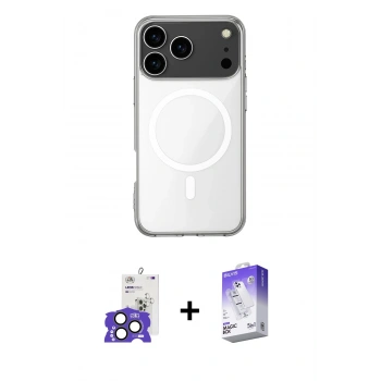 MARSİLYAN™- iPhone 17 Pro Max Kılıf Ahenk Yansıma Prime - Siyah Bilvis 5in1 3D Magic Cam Ekran Koruyucu + Bilvis Titan Kamera Lens - NLGY