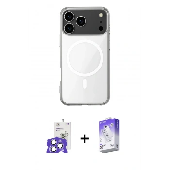 MARSİLYAN™- iPhone 17 Pro Max Kılıf Ahenk Yansıma Prime - Siyah Bilvis 5in1 3D Magic Cam Ekran Koruyucu + Bilvis Titan Kamera Lens - GS