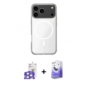 MARSİLYAN™- iPhone 17 Pro Max Kılıf Ahenk Yansıma Prime - Siyah Bilvis 5in1 5D Magic Hayalet Cam Ekran Koruyucu + Bilvis Titan Kamera Lens - GS