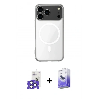 MARSİLYAN™- iPhone 17 Pro Max Kılıf Ahenk Yansıma Prime - Siyah Bilvis 5in1 5D Magic Hayalet Cam Ekran Koruyucu + Bilvis Titan Kamera Lens - LT