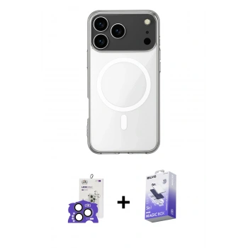 MARSİLYAN™- iPhone 17 Pro Max Kılıf Ahenk Yansıma Prime - Siyah Bilvis 5in1 5D Magic Hayalet Cam Ekran Koruyucu + Bilvis Titan Kamera Lens - NLGY