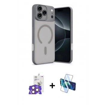 MARSİLYAN™- iPhone 17 Pro Max Kılıf Çekirdek Klasik Özel Seri - Siyah 3D Antistatik Cam Ekran Koruyucu + Bilvis Titan Kamera Lens - TU