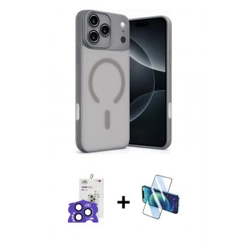 MARSİLYAN™- iPhone 17 Pro Max Kılıf Çekirdek Klasik Özel Seri - Siyah 3D Antistatik Cam Ekran Koruyucu + Bilvis Titan Kamera Lens - LT