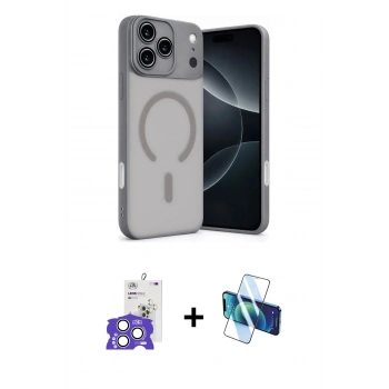 MARSİLYAN™- iPhone 17 Pro Max Kılıf Çekirdek Klasik Özel Seri - Siyah 3D Antistatik Cam Ekran Koruyucu + Bilvis Titan Kamera Lens - GS