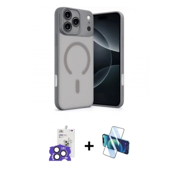 MARSİLYAN™- iPhone 17 Pro Max Kılıf Çekirdek Klasik Özel Seri - Siyah 3D Antistatik Cam Ekran Koruyucu + Bilvis Titan Kamera Lens - NLGY