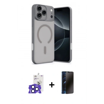 MARSİLYAN™- iPhone 17 Pro Max Kılıf Çekirdek Klasik Özel Seri - Siyah 3D Antistatik Hayalet Cam Ekran Koruyucu + Bilvis Titan Kamera Lens - LT