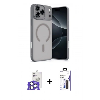 MARSİLYAN™- iPhone 17 Pro Max Kılıf Çekirdek Klasik Özel Seri - Siyah Bilvis 3X AR Hayalet Cam Ekran Koruyucu + Bilvis Titan Kamera Lens - NLGY