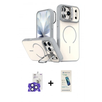 MARSİLYAN™- iPhone 17 Pro Max Kılıf Çekirdek Klasik - Şeffaf Pasifik Cam Ekran Koruyucu + Bilvis Titan Kamera Lens - LT