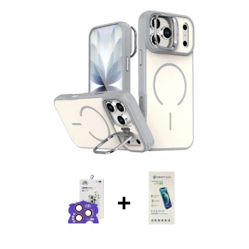 MARSİLYAN™- iPhone 17 Pro Max Kılıf Çekirdek Klasik - Şeffaf Pasifik Cam Ekran Koruyucu + Bilvis Titan Kamera Lens - TU