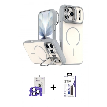 MARSİLYAN™- iPhone 17 Pro Max Kılıf Çekirdek Klasik - Siyah Bilvis 3X AR Hayalet Cam Ekran Koruyucu + Bilvis Titan Kamera Lens - NLGY