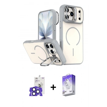 MARSİLYAN™- iPhone 17 Pro Max Kılıf Çekirdek Klasik - Siyah Bilvis 5in1 3D Magic Cam Ekran Koruyucu + Bilvis Titan Kamera Lens - LT
