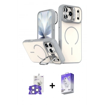 MARSİLYAN™- iPhone 17 Pro Max Kılıf Çekirdek Klasik - Siyah Bilvis 5in1 3D Magic Cam Ekran Koruyucu + Bilvis Titan Kamera Lens - GS