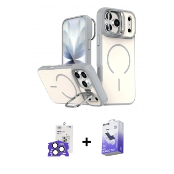 MARSİLYAN™- iPhone 17 Pro Max Kılıf Çekirdek Klasik - Siyah Bilvis 5in1 5D Magic Hayalet Cam Ekran Koruyucu + Bilvis Titan Kamera Lens - NLGY