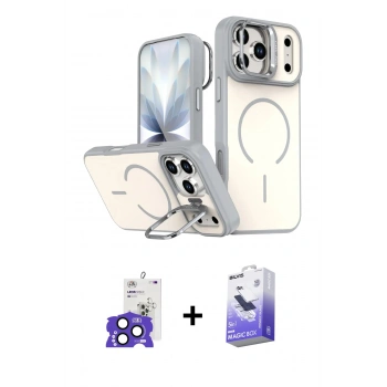 MARSİLYAN™- iPhone 17 Pro Max Kılıf Çekirdek Klasik - Siyah Bilvis 5in1 5D Magic Hayalet Cam Ekran Koruyucu + Bilvis Titan Kamera Lens - LT