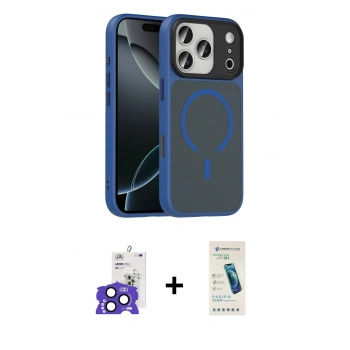 MARSİLYAN™- iPhone 17 Pro Max Kılıf Doruk Form Serisi - Şeffaf Pasifik Cam Ekran Koruyucu + Bilvis Titan Kamera Lens - LT