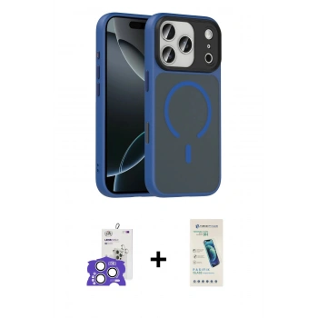 MARSİLYAN™- iPhone 17 Pro Max Kılıf Doruk Form Serisi - Şeffaf Pasifik Cam Ekran Koruyucu + Bilvis Titan Kamera Lens - GS