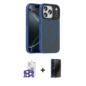 MARSİLYAN™- iPhone 17 Pro Max Kılıf Doruk Form Serisi - Siyah 3D Antistatik Hayalet Cam Ekran Koruyucu + Bilvis Titan Kamera Lens - NLGY
