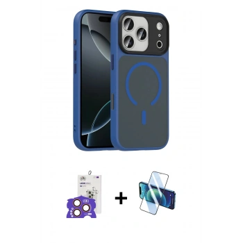 MARSİLYAN™- iPhone 17 Pro Max Kılıf Doruk Form Serisi - Siyah 3D Antistatik Seramik Nano Ekran Koruyucu + Bilvis Titan Kamera Lens - TU