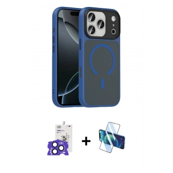 MARSİLYAN™- iPhone 17 Pro Max Kılıf Doruk Form Serisi - Siyah 3D Antistatik Seramik Nano Ekran Koruyucu + Bilvis Titan Kamera Lens - LT