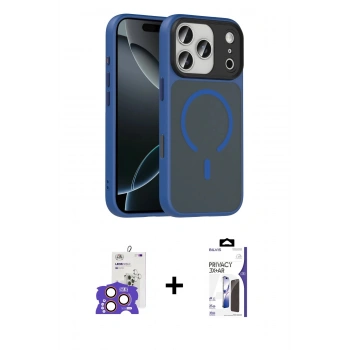 MARSİLYAN™- iPhone 17 Pro Max Kılıf Doruk Form Serisi - Siyah Bilvis 3X AR Hayalet Cam Ekran Koruyucu + Bilvis Titan Kamera Lens - TU