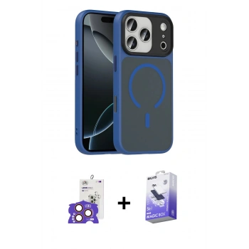 MARSİLYAN™- iPhone 17 Pro Max Kılıf Doruk Form Serisi - Siyah Bilvis 5in1 5D Magic Hayalet Cam Ekran Koruyucu + Bilvis Titan Kamera Lens - TU
