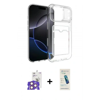 MARSİLYAN™- iPhone 17 Pro Max Kılıf Doruk Klasik Koleksiyonu - Şeffaf Pasifik Cam Ekran Koruyucu + Bilvis Titan Kamera Lens - TU