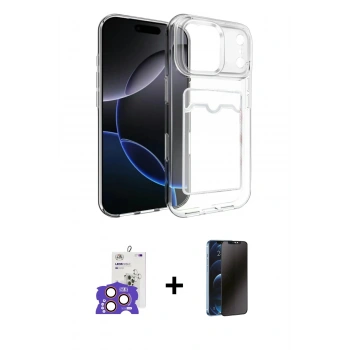 MARSİLYAN™- iPhone 17 Pro Max Kılıf Doruk Klasik Koleksiyonu - Siyah 3D Antistatik Hayalet Cam Ekran Koruyucu + Bilvis Titan Kamera Lens - TU