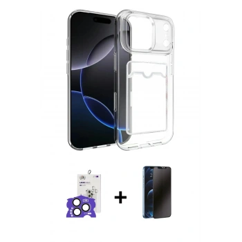MARSİLYAN™- iPhone 17 Pro Max Kılıf Doruk Klasik Koleksiyonu - Siyah 3D Antistatik Hayalet Cam Ekran Koruyucu + Bilvis Titan Kamera Lens - NLGY
