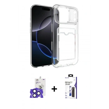 MARSİLYAN™- iPhone 17 Pro Max Kılıf Doruk Klasik Koleksiyonu - Siyah Bilvis 3X AR Hayalet Cam Ekran Koruyucu + Bilvis Titan Kamera Lens - LT