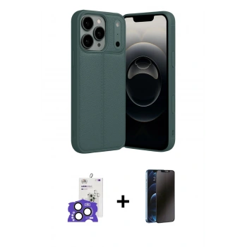 MARSİLYAN™- iPhone 17 Pro Max Kılıf Doruk Klasik Özel Seri - Siyah 3D Antistatik Hayalet Cam Ekran Koruyucu + Bilvis Titan Kamera Lens - NLGY