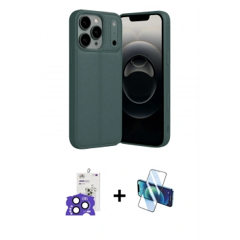 MARSİLYAN™- iPhone 17 Pro Max Kılıf Doruk Klasik Özel Seri - Siyah 3D Antistatik Seramik Nano Ekran Koruyucu + Bilvis Titan Kamera Lens - LT