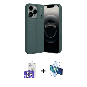 MARSİLYAN™- iPhone 17 Pro Max Kılıf Doruk Klasik Özel Seri - Siyah 3D Antistatik Seramik Nano Ekran Koruyucu + Bilvis Titan Kamera Lens - GS