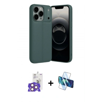 MARSİLYAN™- iPhone 17 Pro Max Kılıf Doruk Klasik Özel Seri - Siyah 3D Antistatik Seramik Nano Ekran Koruyucu + Bilvis Titan Kamera Lens - TU