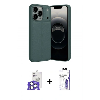 MARSİLYAN™- iPhone 17 Pro Max Kılıf Doruk Klasik Özel Seri - Siyah Bilvis 3X AR HD Cam Ekran Koruyucu + Bilvis Titan Kamera Lens - NLGY