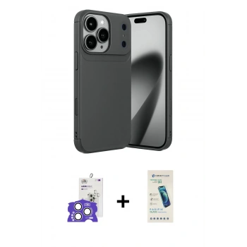 MARSİLYAN™- iPhone 17 Pro Max Kılıf Eksen Form Prime - Şeffaf Pasifik Cam Ekran Koruyucu + Bilvis Titan Kamera Lens - GS