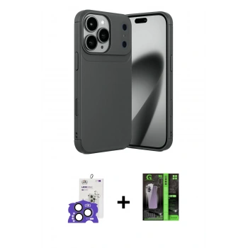 MARSİLYAN™- iPhone 17 Pro Max Kılıf Eksen Form Prime - Siyah 360 Mat Full Body Arka Koruyucu + Bilvis Titan Kamera Lens - NLGY