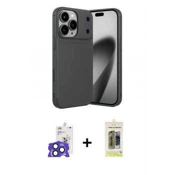 MARSİLYAN™- iPhone 17 Pro Max Kılıf Eksen Form Prime - Siyah Joko Magic 5D Hayalet Cam + Bilvis Titan Kamera Lens - LT