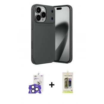 MARSİLYAN™- iPhone 17 Pro Max Kılıf Eksen Form Prime - Siyah Joko Magic 5D Hayalet Cam + Bilvis Titan Kamera Lens - NLGY