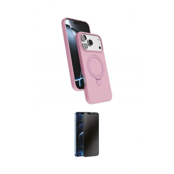 MARSİLYAN™- iPhone 17 Pro Max Kılıf İz Işık Koleksiyonu - Siyah 3D Antistatik Hayalet Cam Ekran Koruyucu