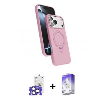 MARSİLYAN™- iPhone 17 Pro Max Kılıf İz Işık Koleksiyonu - Siyah Bilvis 5in1 3D Magic Cam Ekran Koruyucu + Bilvis Titan Kamera Lens - NLGY