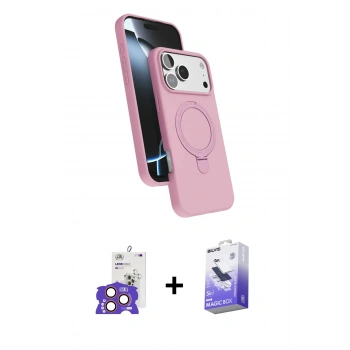 MARSİLYAN™- iPhone 17 Pro Max Kılıf İz Işık Koleksiyonu - Siyah Bilvis 5in1 5D Magic Hayalet Cam Ekran Koruyucu + Bilvis Titan Kamera Lens - TU