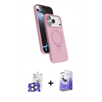 MARSİLYAN™- iPhone 17 Pro Max Kılıf İz Işık Koleksiyonu - Siyah Bilvis 5in1 5D Magic Hayalet Cam Ekran Koruyucu + Bilvis Titan Kamera Lens - NLGY