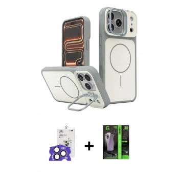 MARSİLYAN™- iPhone 17 Pro Max Kılıf İz Modern Prime - Siyah 360 Mat Full Body Arka Koruyucu + Bilvis Titan Kamera Lens - NLGY