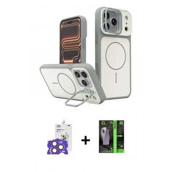 MARSİLYAN™- iPhone 17 Pro Max Kılıf İz Modern Prime - Siyah 360 Mat Full Body Arka Koruyucu + Bilvis Titan Kamera Lens - TU